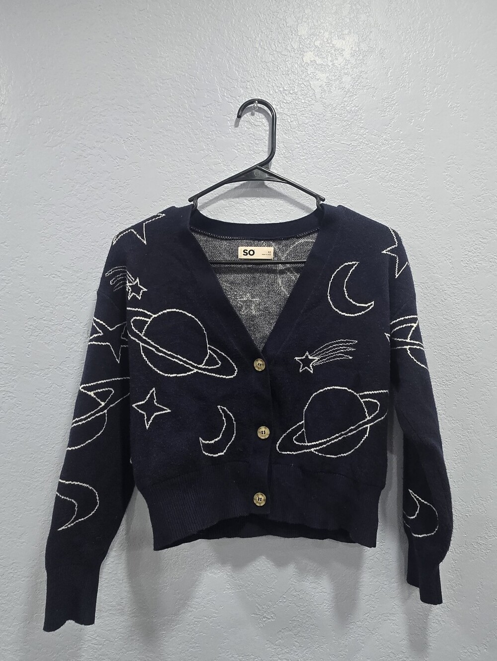 Celestine - SO Navy Celestial Button-Front V-Neck Cardigan